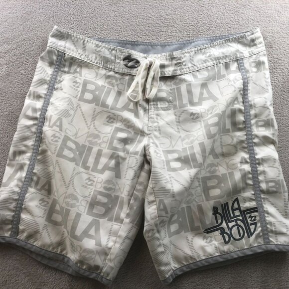 Billabong Boys Swim Shorts Size 9 White Gray Drawstring Athleisure Beach Summer - Picture 16 of 16
